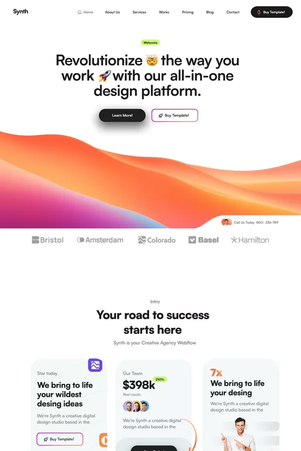 Synth - Webflow HTML website template - Template design inspiration