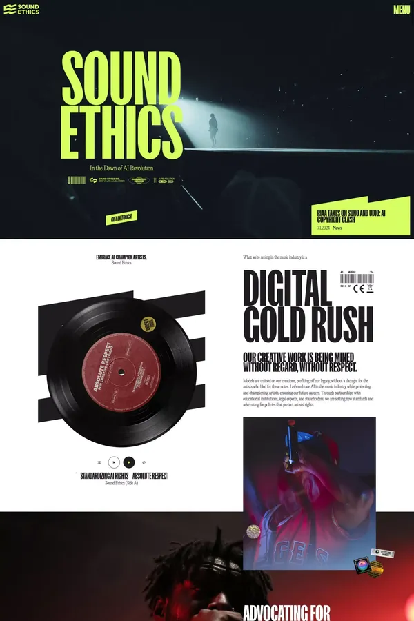 Sound Ethics | In The Dawn of AI Revolution - Portfolio design inspiration