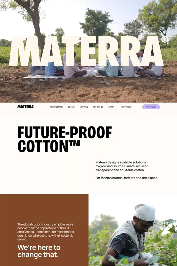 Materra 🌱 Future-Proof Cotton - Landing design inspiration