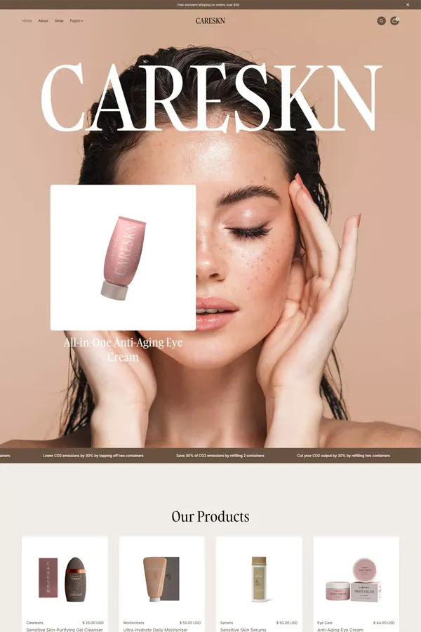 Careskn - Webflow Ecommerce website template