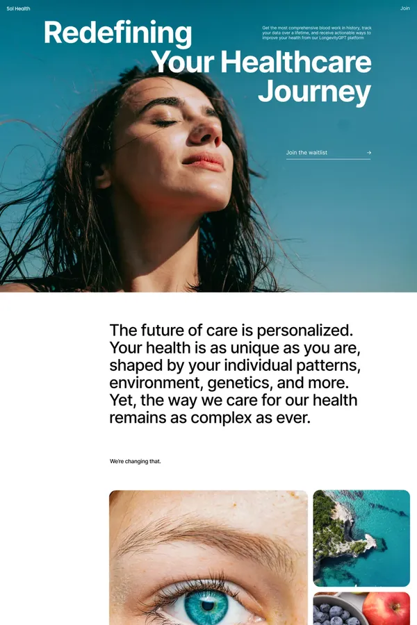 Sol Health — Your Personalized Health Co-Pilot - Landing design inspiration