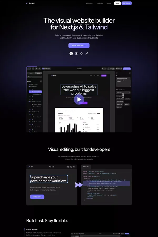 Reweb — The visual website builder for developers - Landing design inspiration
