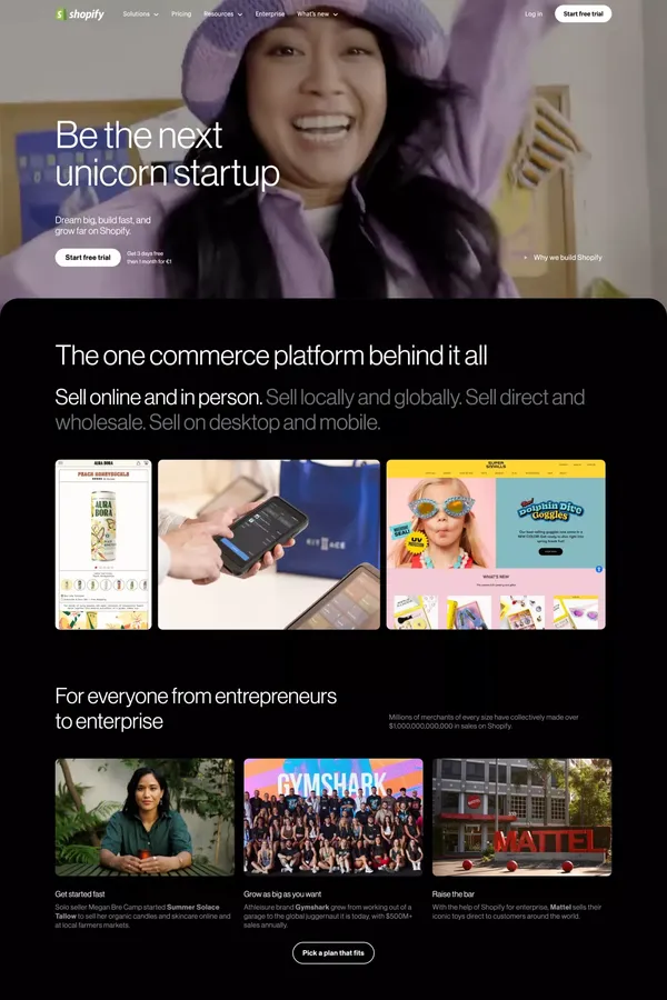 Shopify - Landing design inspiration