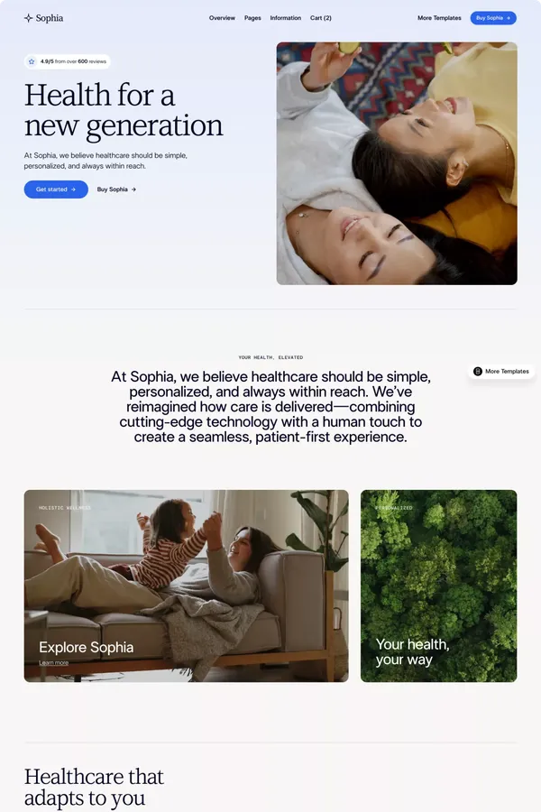 Sophia Healthcare Website Page Template for Webflow