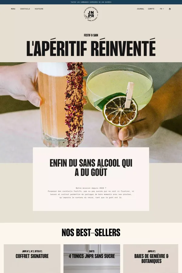 JNPR - l'apéritif, réinventé. - Ecommerce design inspiration