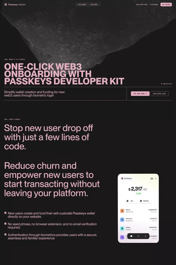 Passkeys Wallet - Landing design inspiration