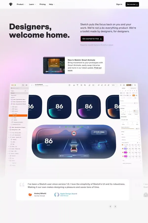 Sketch · Design, prototype, collaborate and handoff - Landing design inspiration