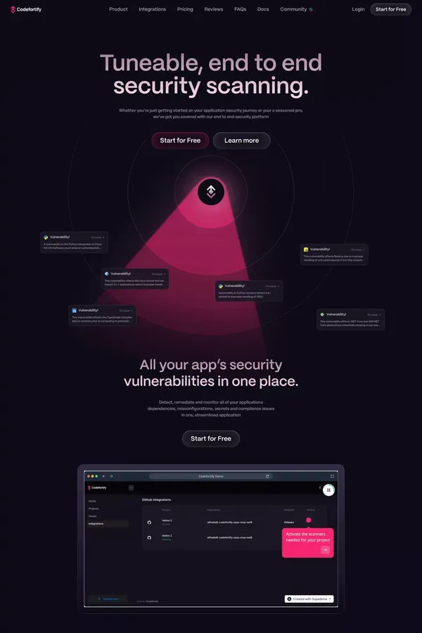 Codefortify - Tuneable ASPM & CSPM - Landing design inspiration