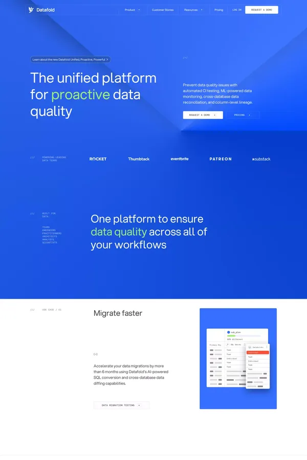 Proactive Data Quality Platform | Datafold - Landing design inspiration