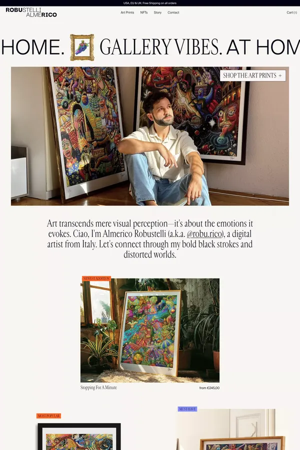 Limited Edition Art Prints & NFTs by Roburico | Worldwide Shipping - Ecommerce design inspiration