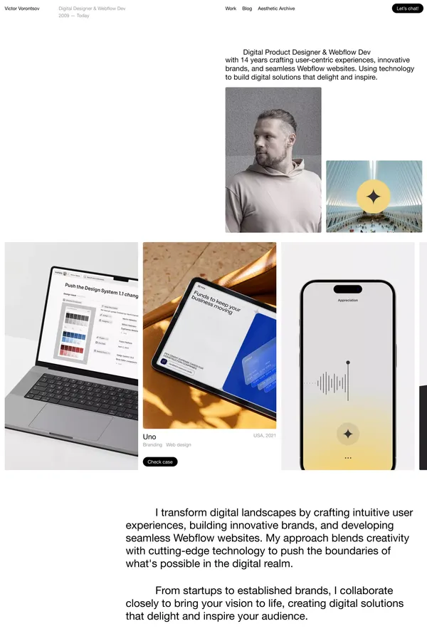 Digital Product Designer & Creative Director | 14 Years of UX Expertise | Webflow Developer - Portfolio design inspiration