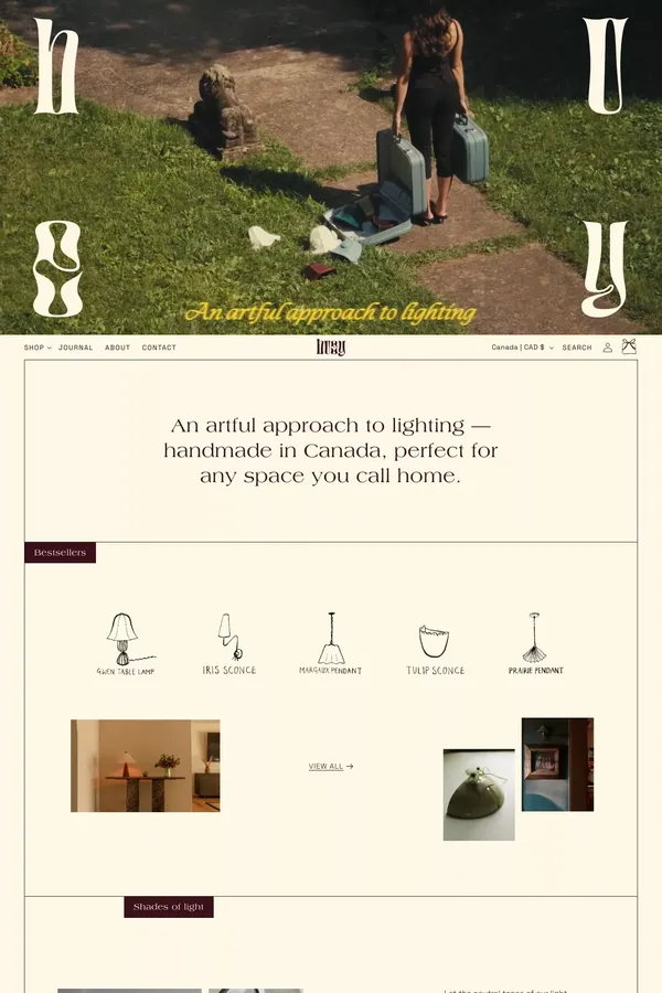Huey Lightshop - Ecommerce design inspiration