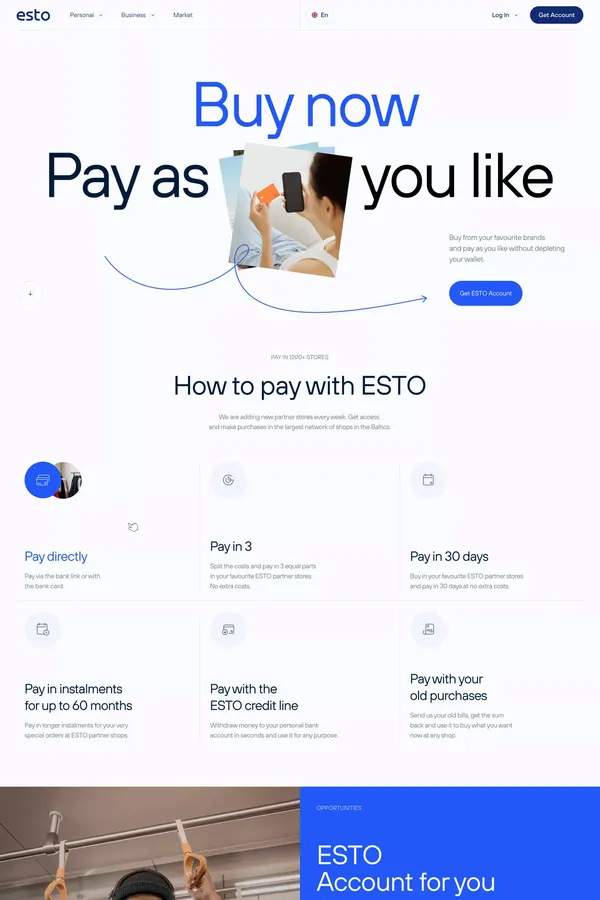 ESTO - innovative payment methods for e-commerce. - Landing design inspiration
