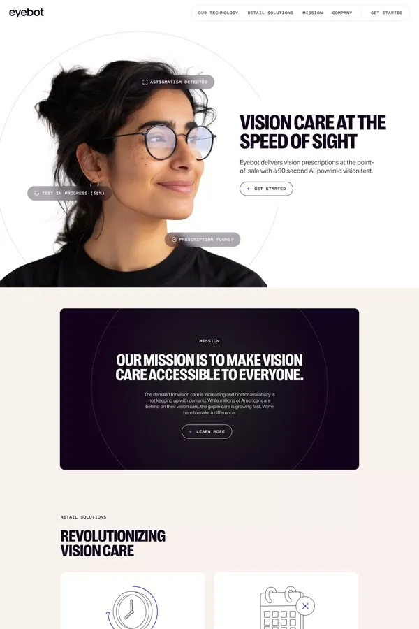 Vision Care at the Speed of Sight – Eyebot - Landing design inspiration