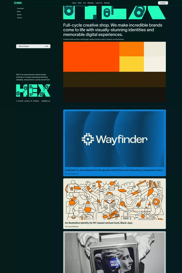 HEX Studio - Web, Marketing, Product & Brand Studio - Portfolio design inspiration