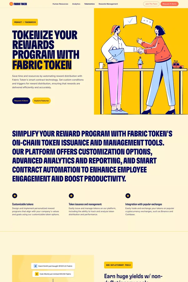 Fabric Token | The Web 3 Rewards Platform Ecosystem - Product page design inspiration