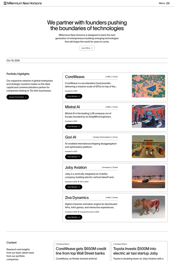 Millennium New Horizons - Home - Portfolio design inspiration