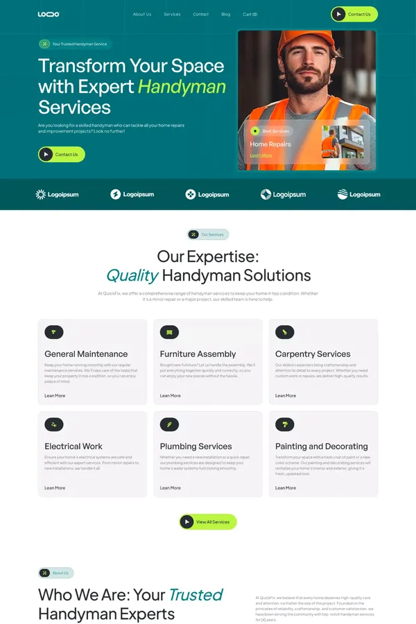 HandymanPro Website Page Template for Webflow