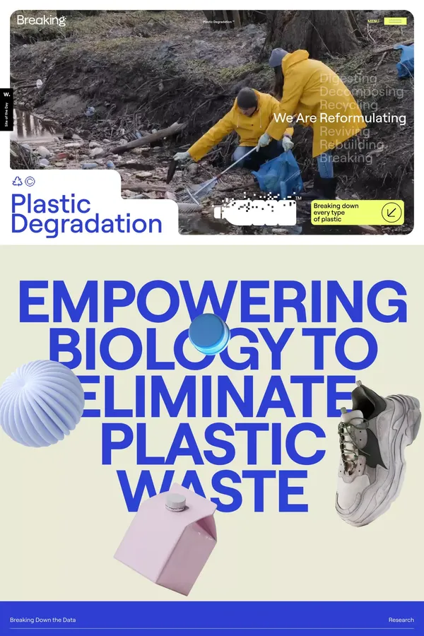 Breaking | Plastic Degradation - Landing design inspiration