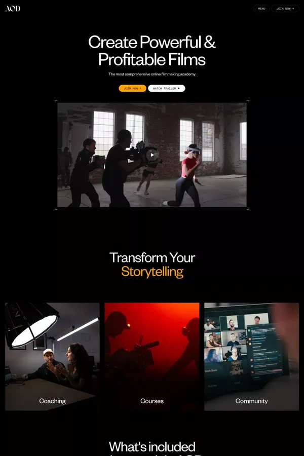 The Art of Documentary - Landing design inspiration