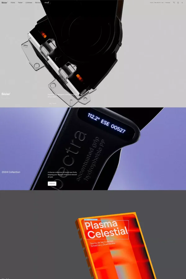 Bézier | Fonts of our time - Portfolio design inspiration