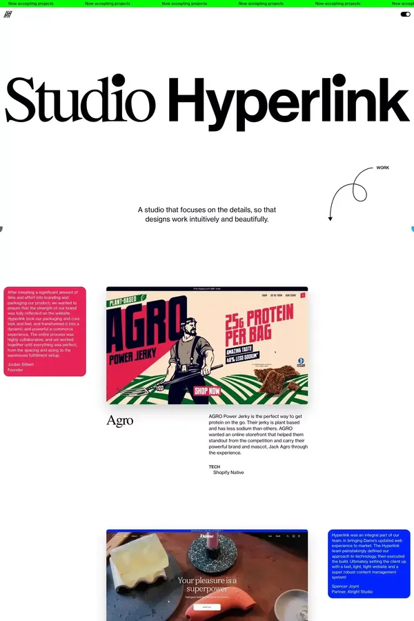 Studio Hyperlink - Portfolio design inspiration