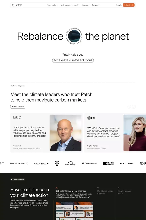 Patch | The platform scaling unified climate action - Landing design inspiration