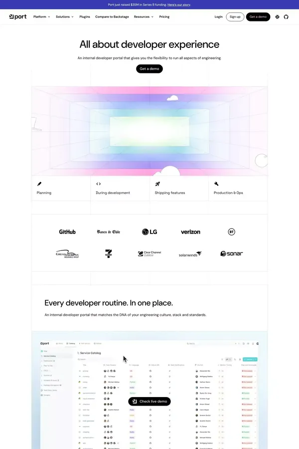 Internal Developer Portal & Platform | Port - Landing design inspiration