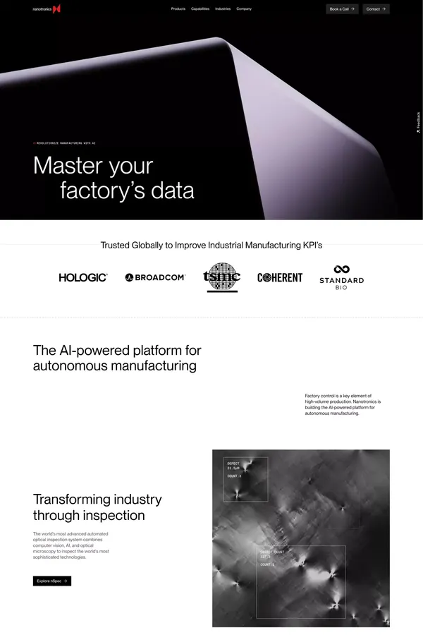 Automated Optical Inspection Solutions | Nanotronics - Landing design inspiration