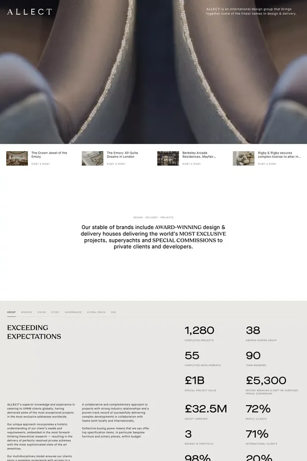 Allect | International Design Group - Landing design inspiration