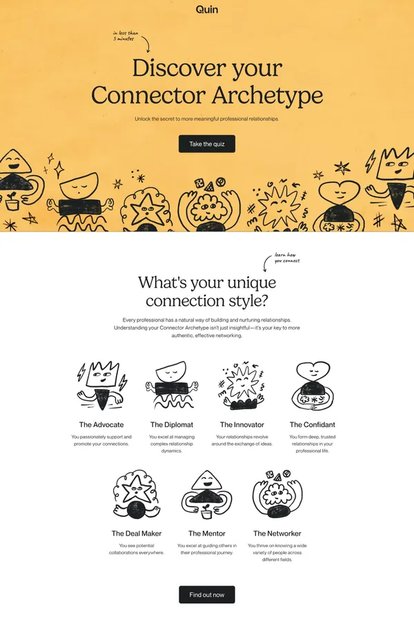 Quin — Discover your unique connector archetype - Other design inspiration