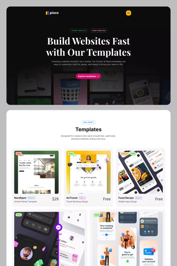 Pixco â Quality Framer & Figma Templates to Build Websites Fast
