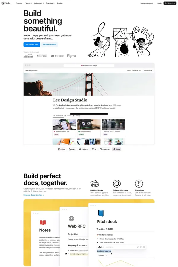 Your connected workspace for wiki, docs & projects | Notion - Landing design inspiration