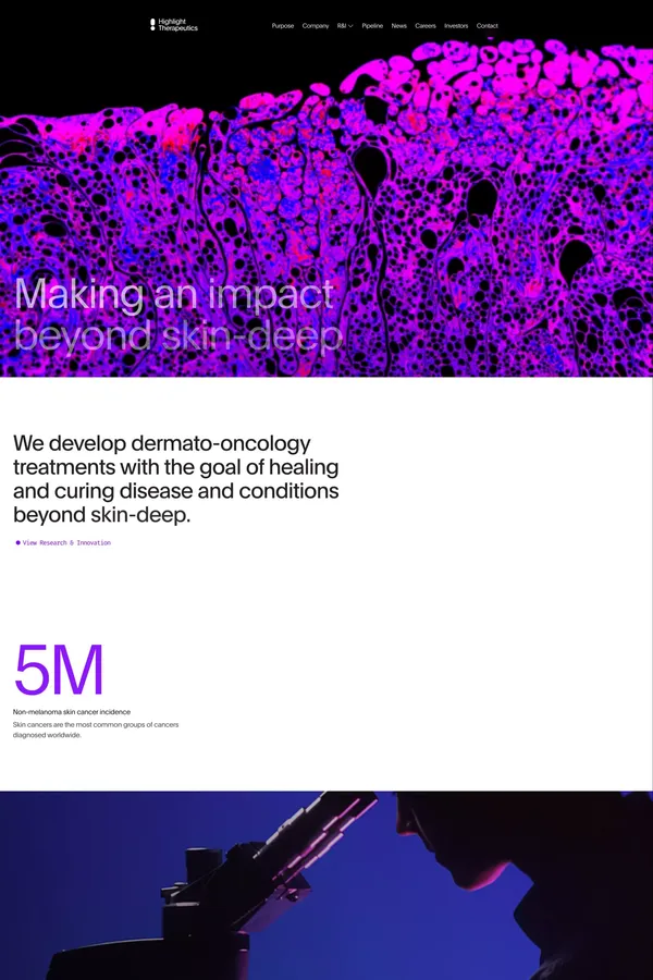 Highlight Therapeutics - Landing design inspiration