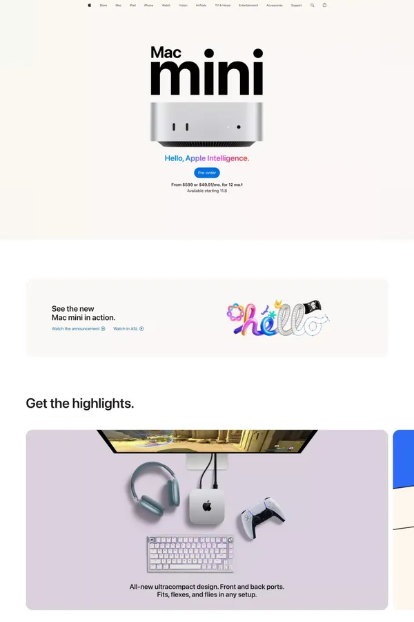 Mac mini - Apple - Landing design inspiration
