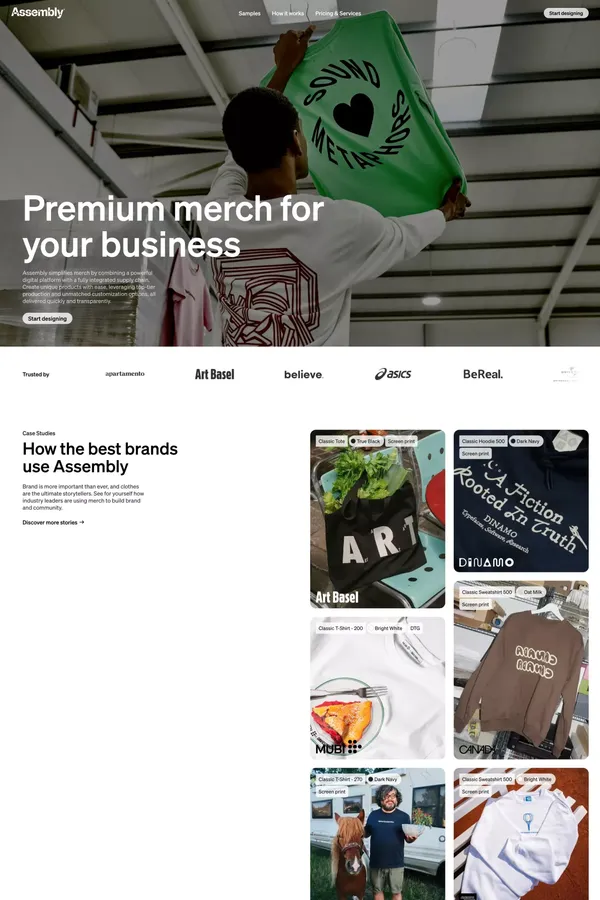 Premium Custom Merch | Assembly - Landing design inspiration