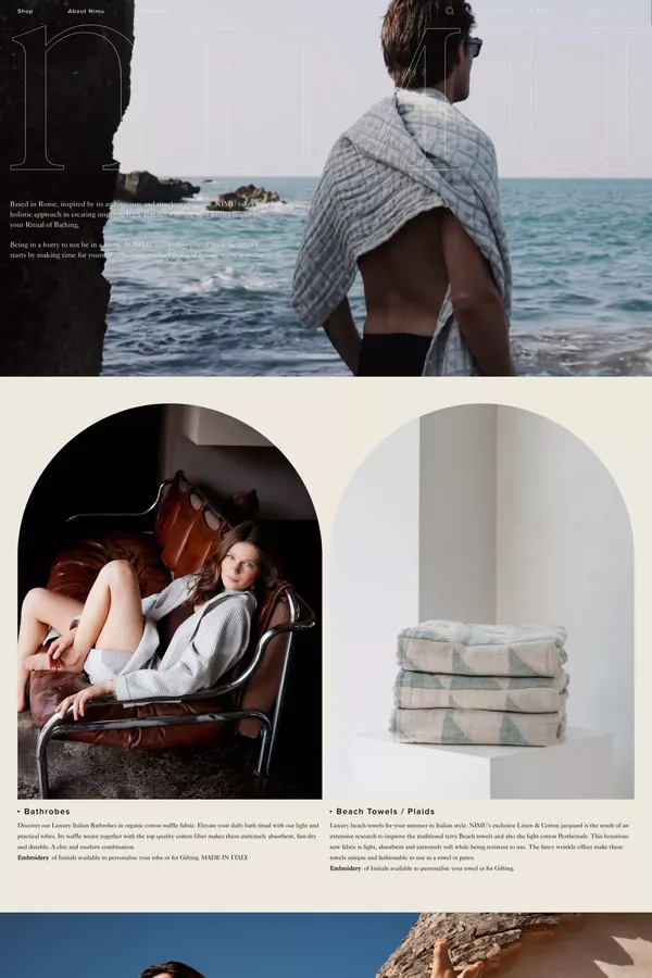 NIMU | Luxury Italian Towels to elevate your daily bath ritual. - Ecommerce design inspiration