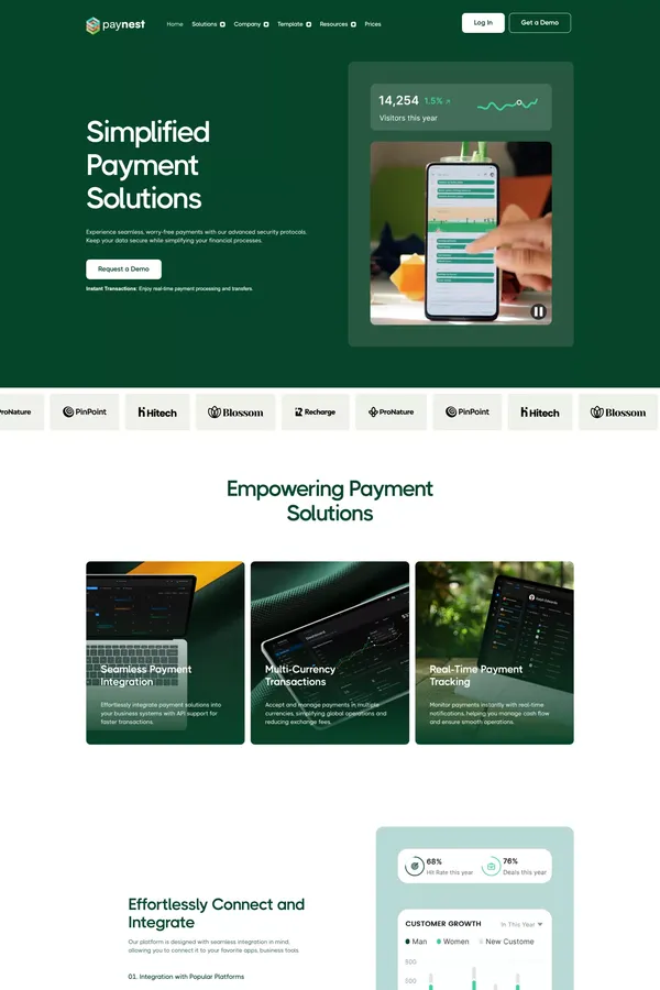 Paynest Website Page Template for Webflow - Template design inspiration