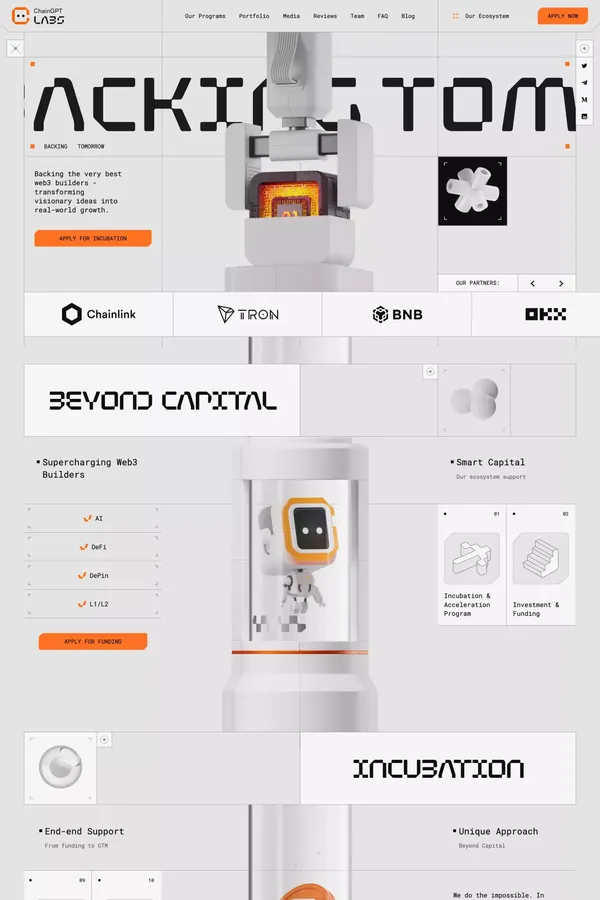ChainGPT Labs | Fund, Incubate and Accelerate Web3 Projects - Landing design inspiration