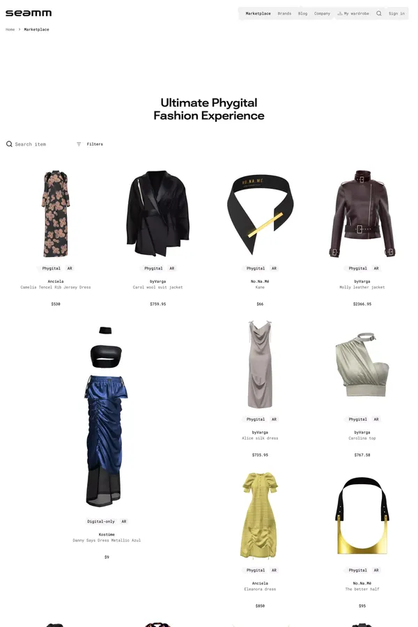 Seamm Phygital Fashion Marketplace: Independent Fashion Brands