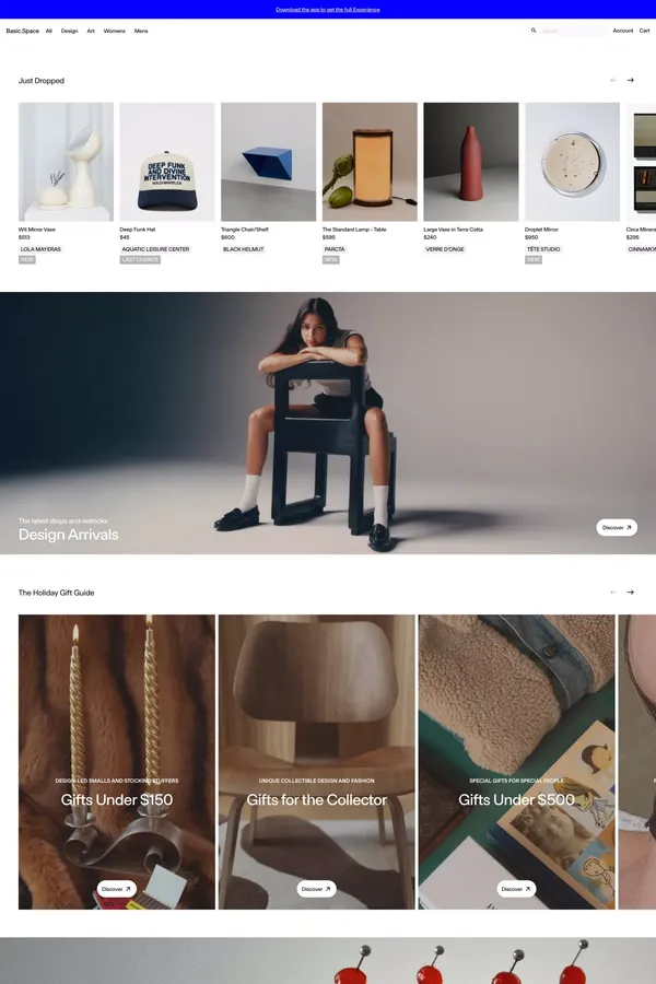 Shop Men's and Women's Fashion, Art, Lifestyle | Basic.Space - Ecommerce design inspiration