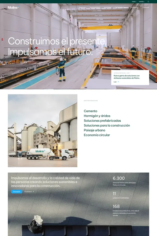 Molins: líder en soluciones y materiales de construcción - Landing design inspiration