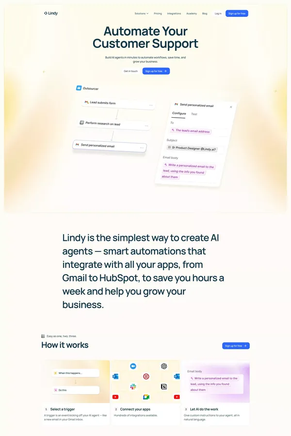 Lindy.ai — Meet Your AI Assistant - Landing design inspiration