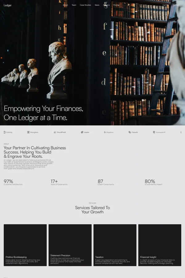 The Ledger Website Page Template for Webflow