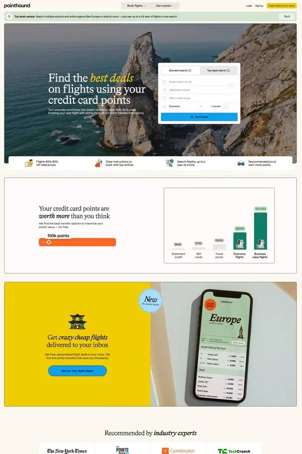 Pointhound - Landing design inspiration