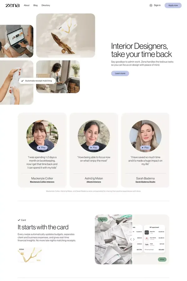 Zena - Landing design inspiration