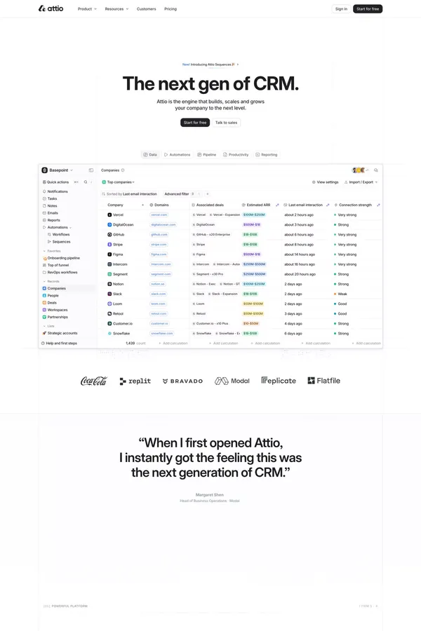 Attio: Customer relationship magic - Landing design inspiration