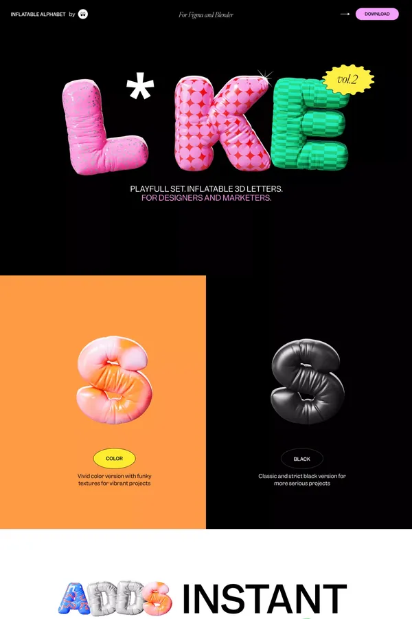 Inflatable 3d letters of the alphabet vol.2 - Landing design inspiration