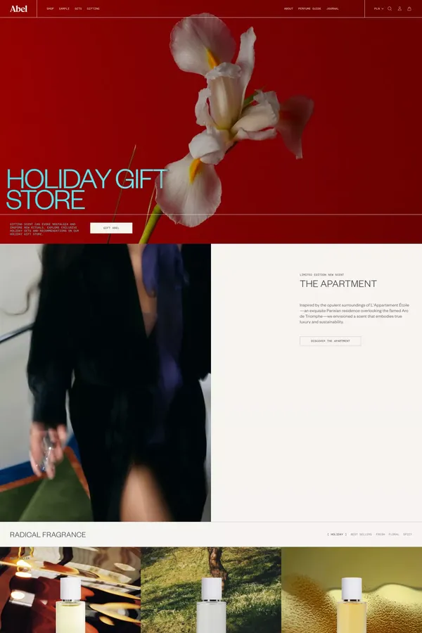 Abel - 100% Natural Perfumes - Ecommerce design inspiration