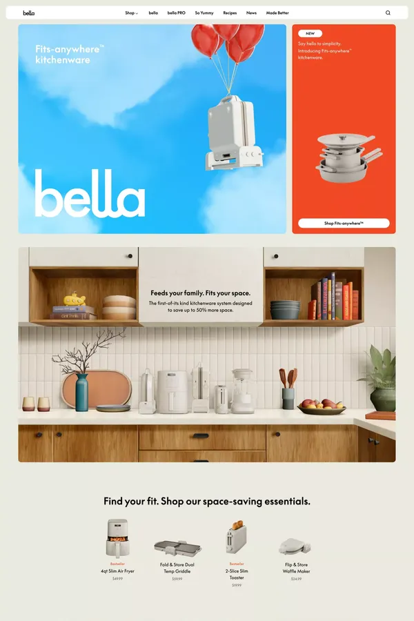 bella Kitchen Appliances | Air Fryers, Griddles, Toasters & More - Ecommerce design inspiration